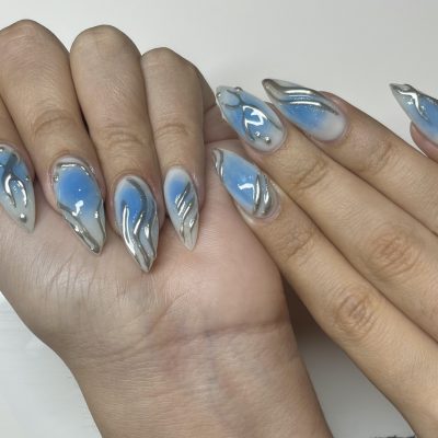 kayla hard gel blue aura nails